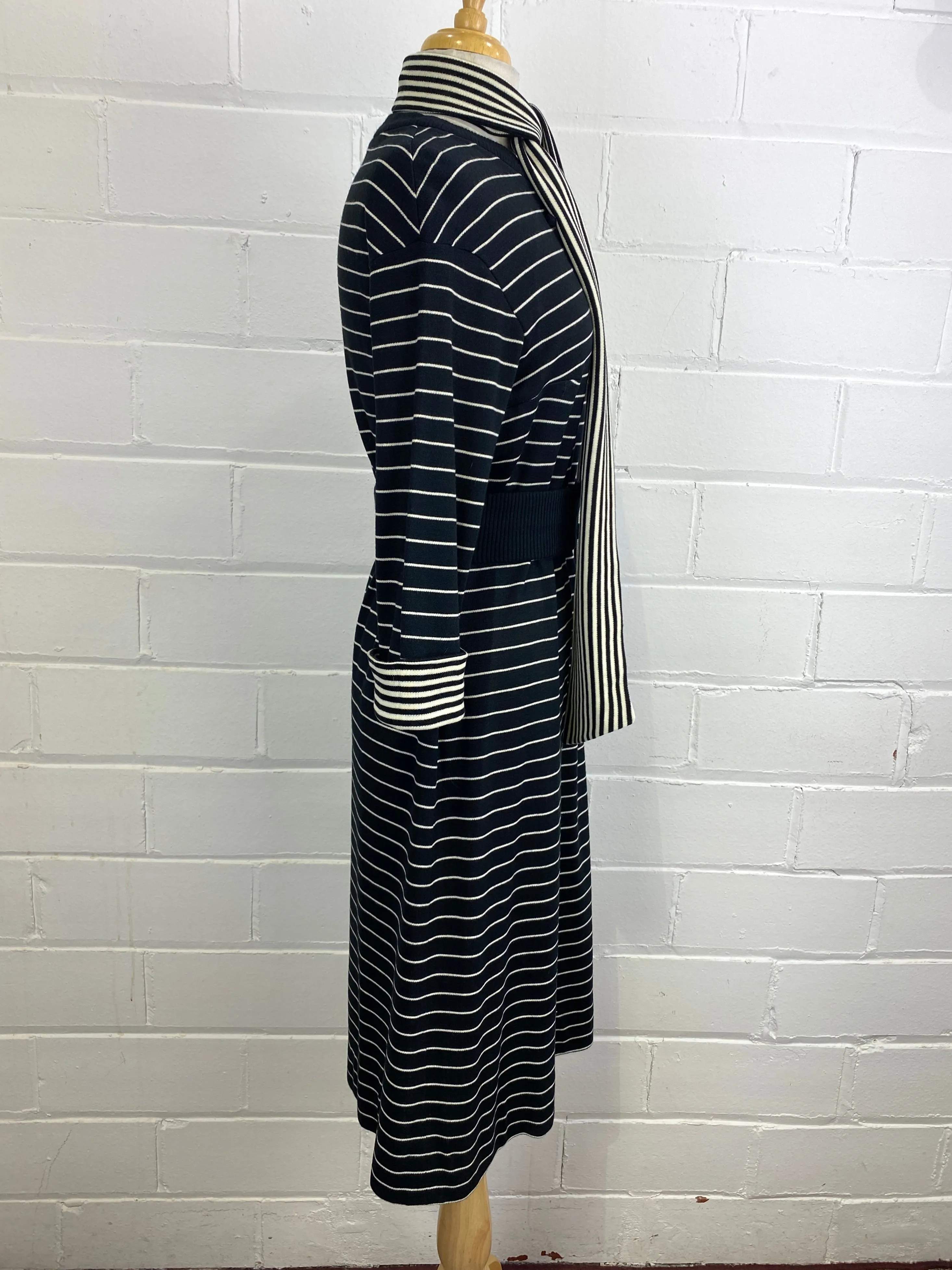 Vintage 1980s Long Sleeve Striped Knit Dress, x2 Colours Available, M-L